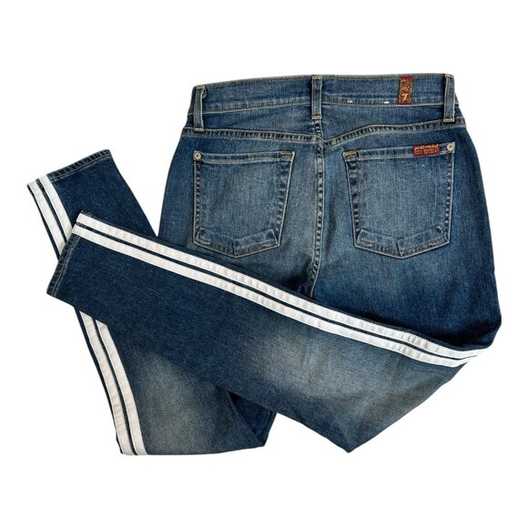 7 For All Mankind Pants - Seven For All ManKind High Waist Ankle Skinny Size 27 | White  Striped Sides